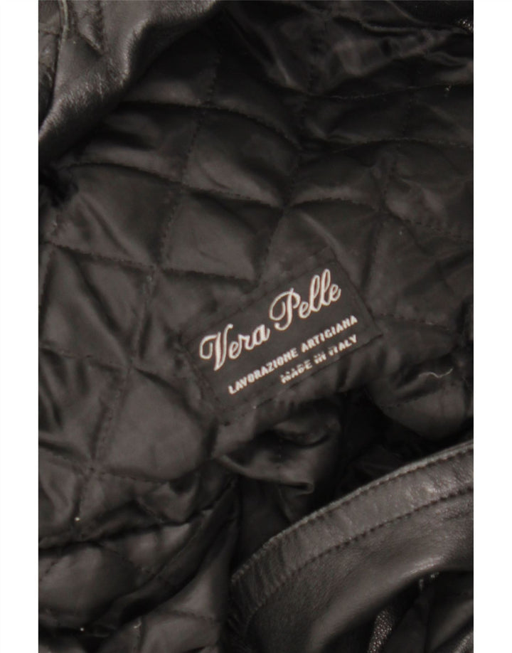 LAVORAZIONE ARTIGIANA Płaszcz damski UK 12 Średniej czarnej skóry