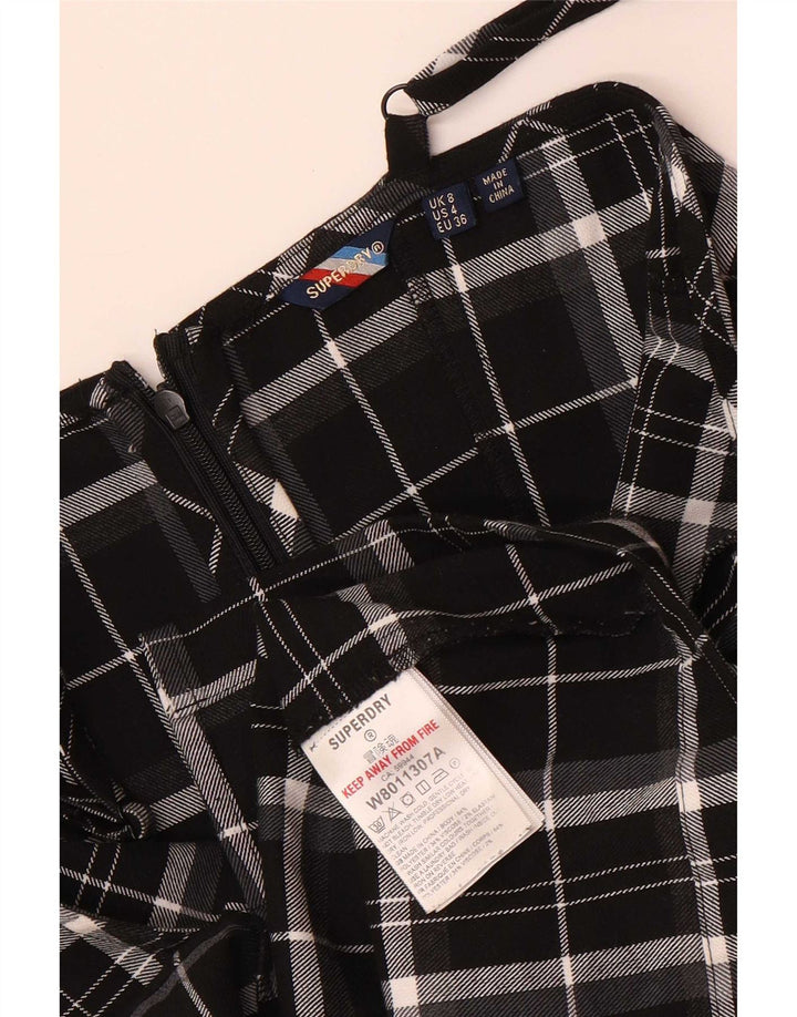 Damski fartuszek Superdry UK 8, mała, czarna, poliestrowa krata