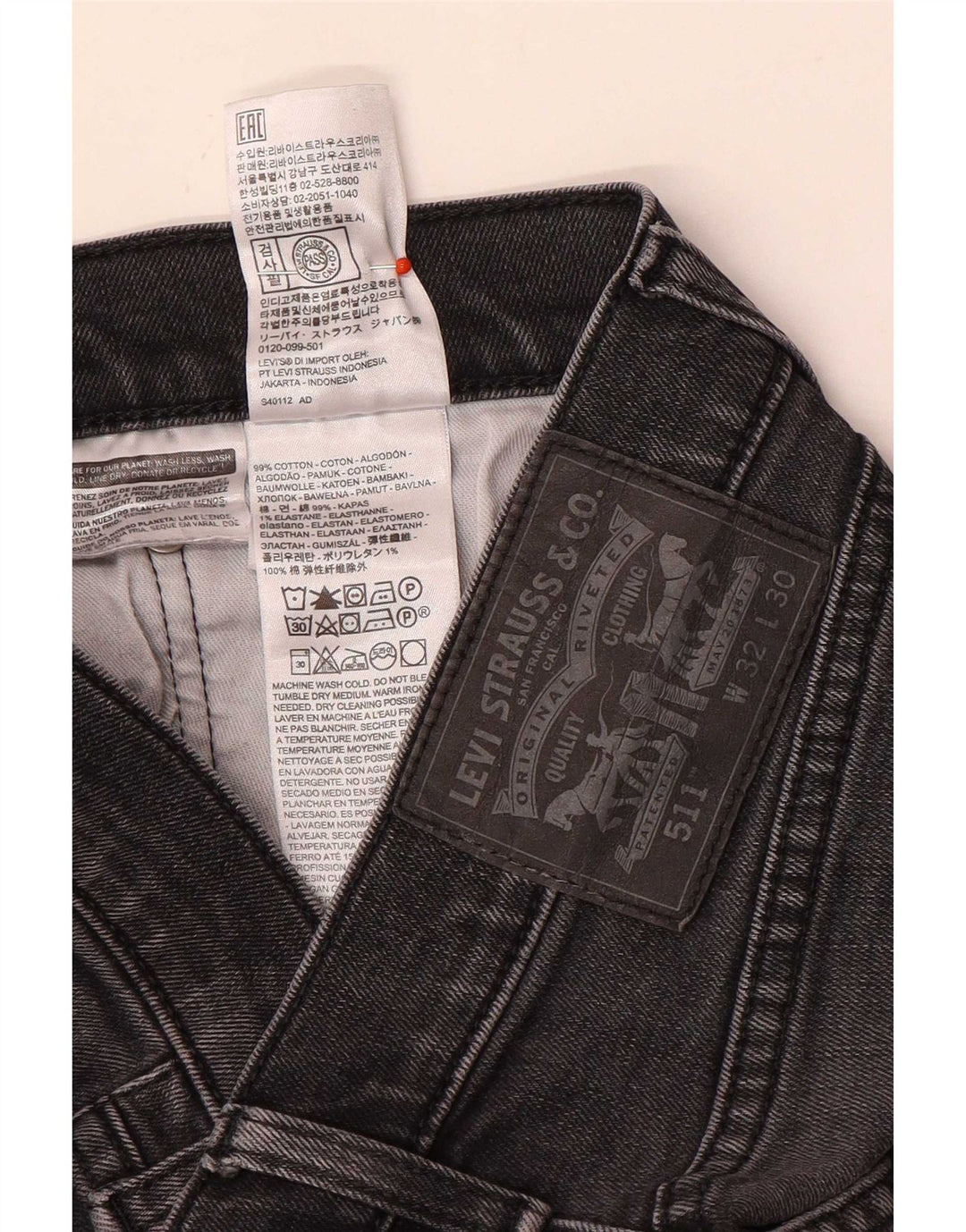 Męskie jeansy Levi's 511 Slim W32 L30 Szara bawełna