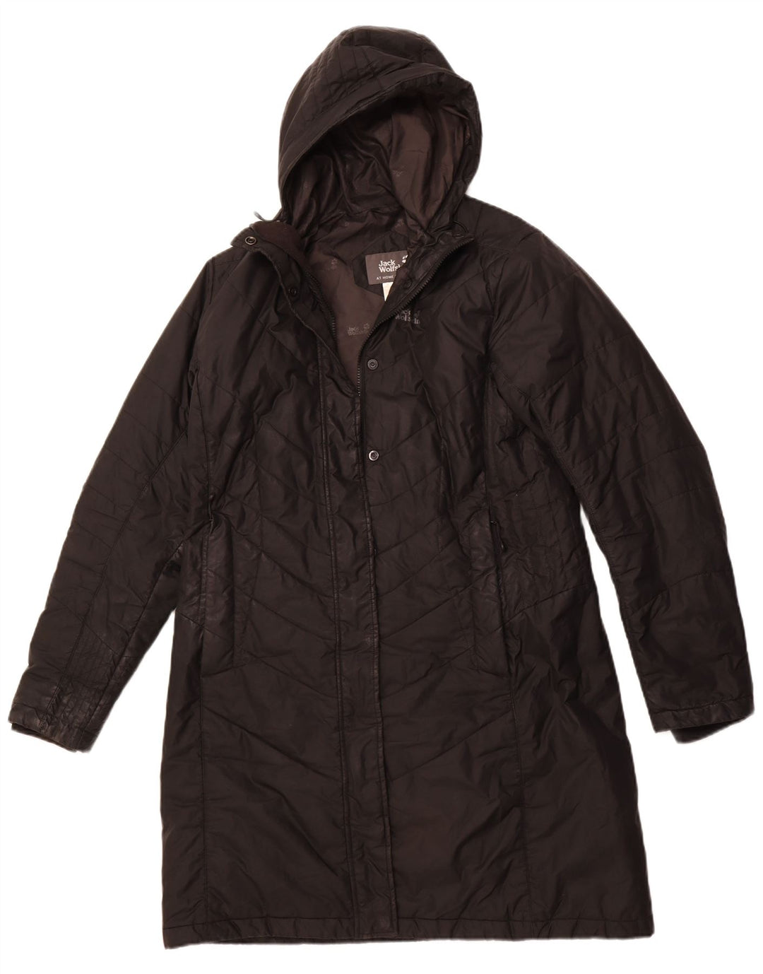 Damski ocieplany płaszcz z kapturem JACK WOLFSKIN UK 16, duży, czarny poliester