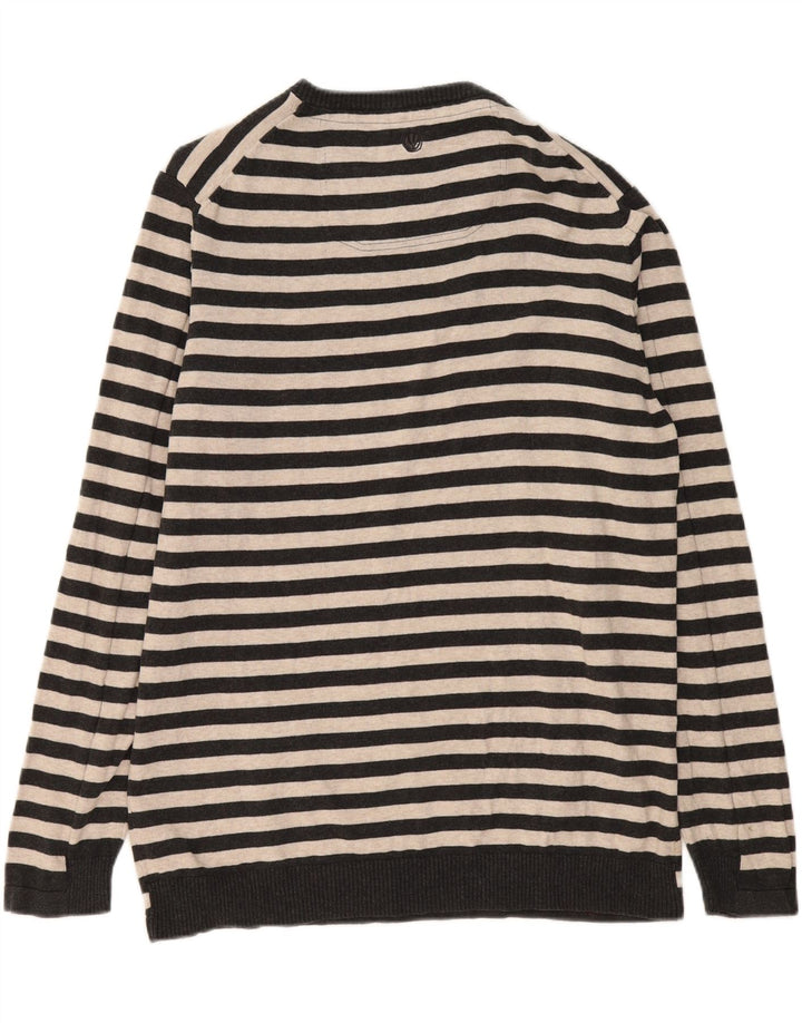 Męski sweter z okrągłym dekoltem FAT FACE XL, bawełniany w szare paski