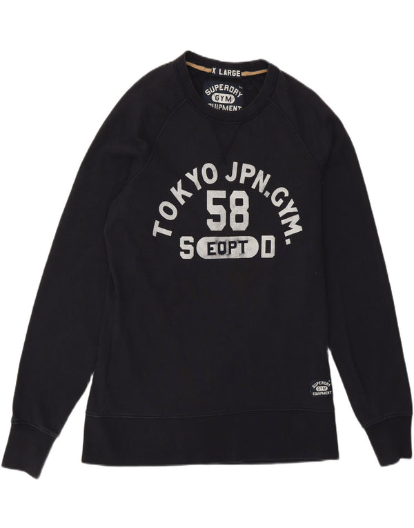 Damski sweter z grafiką Superdry, UK 18 XL, granatowy, bawełniany
