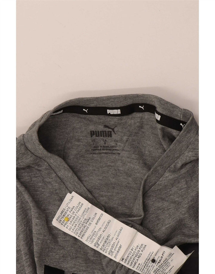 Męski T-shirt z grafiką Puma, duży, szary, bawełniany