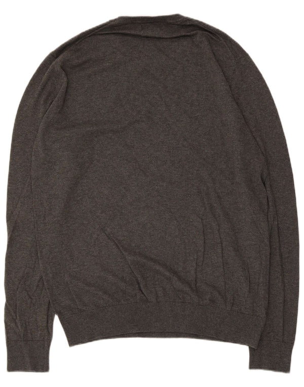 Męski sweter Zara z okrągłym dekoltem, duży, szary, bawełniany