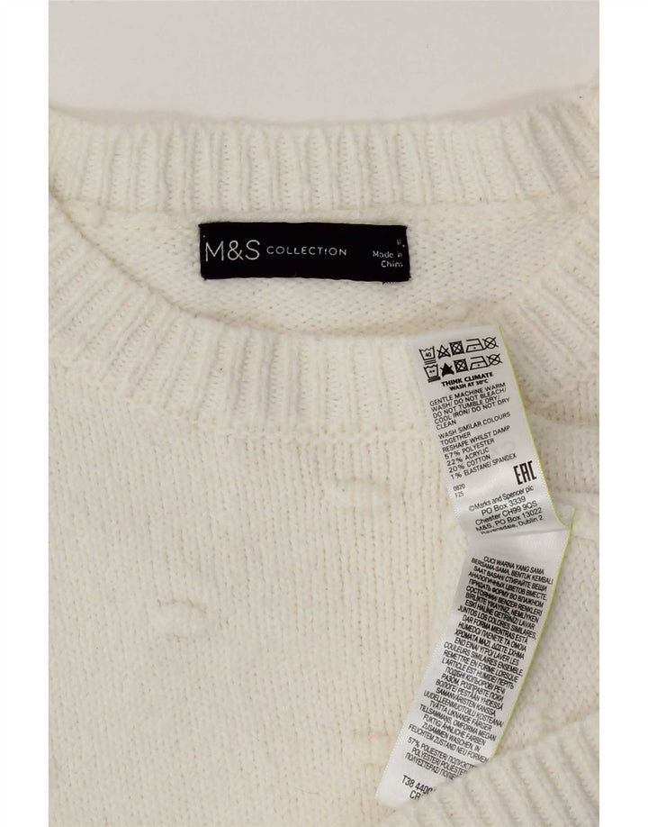 Sweter damski Marks & Spencer z okrągłym dekoltem, UK 14, średni biały