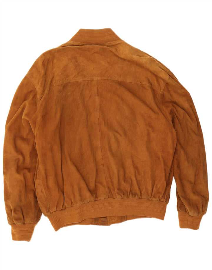 Vintage męska zamszowa kurtka bomber IT 54 2XL brązowa skóra