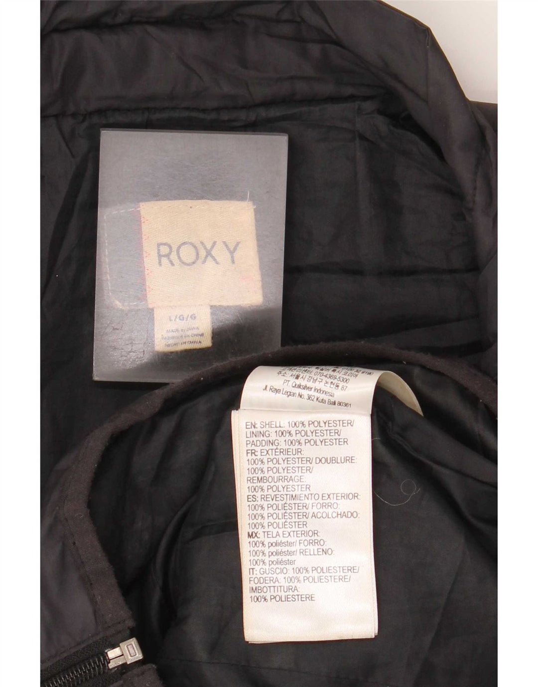 Damska ocieplana kurtka Roxy UK 14, duża, czarna, poliester