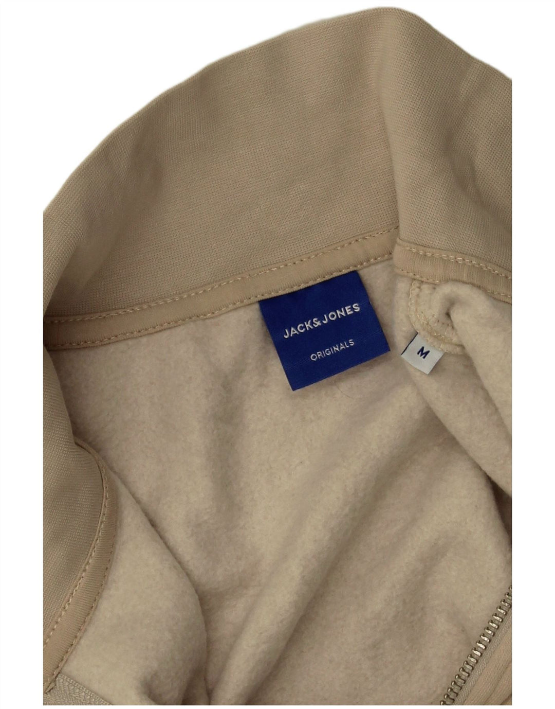 Męski sweter Jack & Jones z grafiką i zamkiem błyskawicznym, średnio beżowy, bawełniany