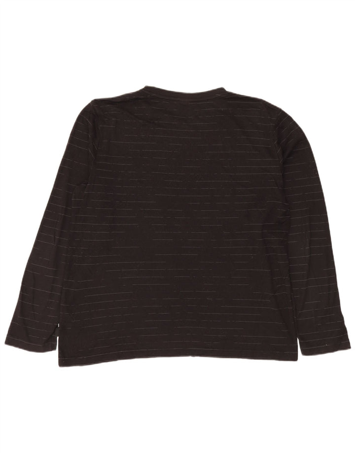 Męski top z długim rękawem HUGO BOSS, duży, czarny, bawełniany w prążki