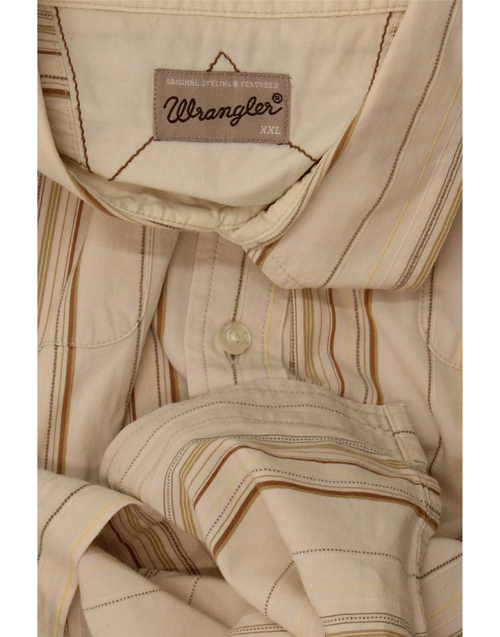 Koszula męska z krótkim rękawem Wrangler 2XL w beżowe paski