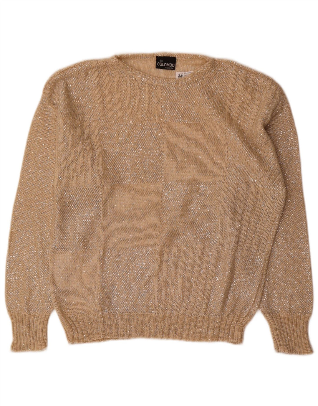 Sweter damski Colombo z dekoltem w łódkę UK 12 Średni beż geometryczny