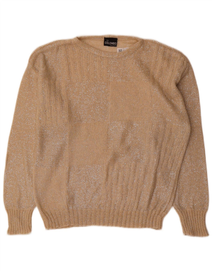 Sweter damski Colombo z dekoltem w łódkę UK 12 Średni beż geometryczny