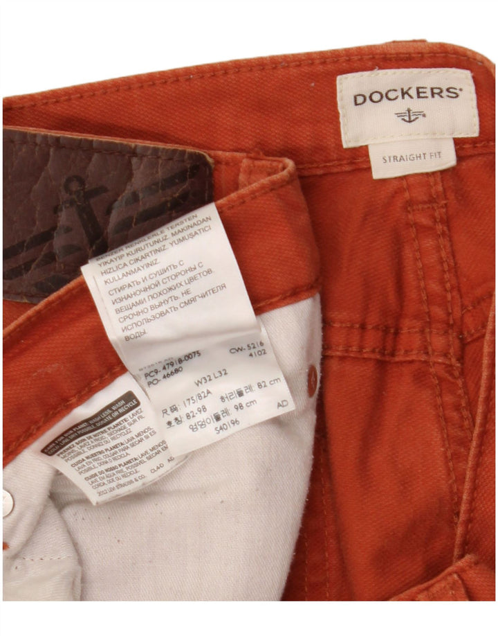 DOCKERS Męskie proste spodnie codzienne W32 L32 Bordowa bawełna