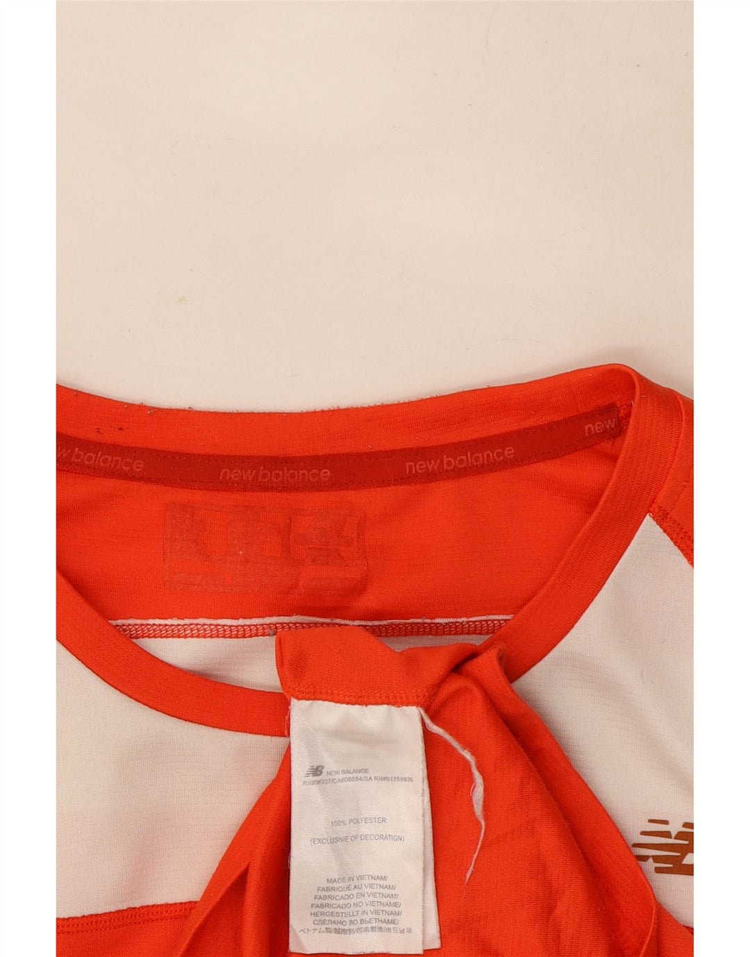 T-shirt męski New Balance Top, średni pomarańczowy, poliester z blokami kolorów