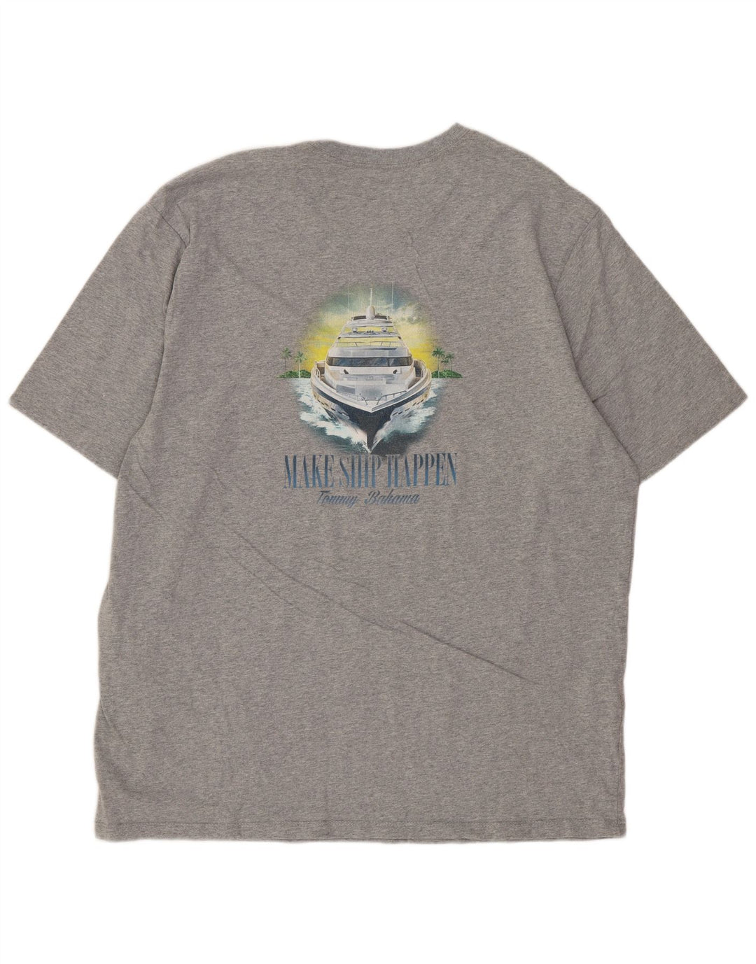 Męski T-shirt z grafiką Tommy Bahama, duży, szary, bawełniany