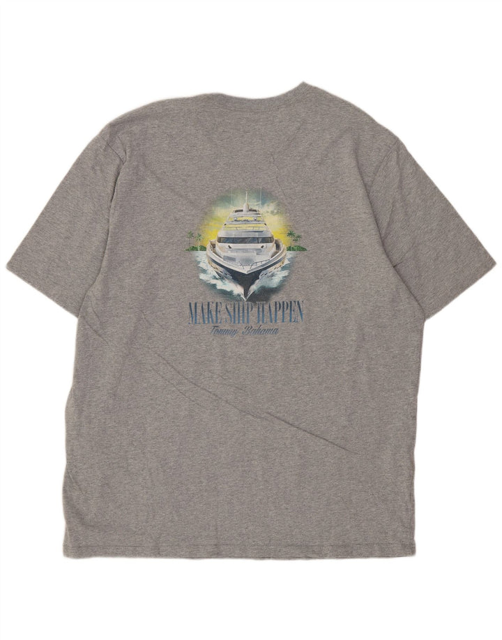 Męski T-shirt z grafiką Tommy Bahama, duży, szary, bawełniany