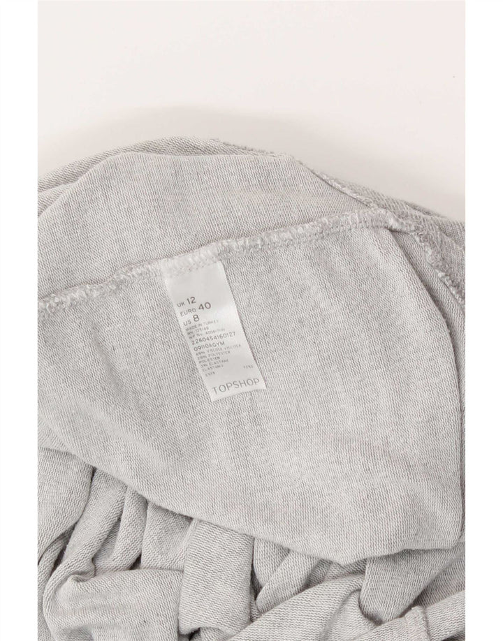 Topshop damski top oversize z rękawem 3/4 UK 12, średnioszara wiskoza
