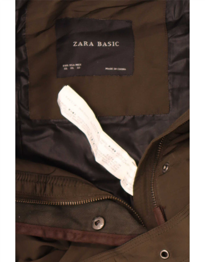 Damska wyściełana kurtka z kapturem i kapturem Zara UK 18 XL Khaki Poliester