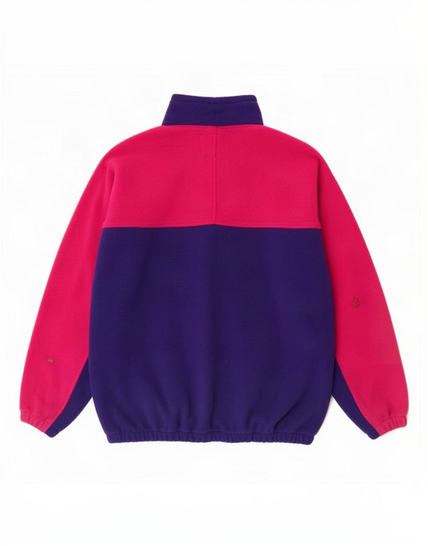 Męski sweter polarowy w stylu vintage z zamkiem błyskawicznym 2XL, fioletowy poliester w blokach kolorów