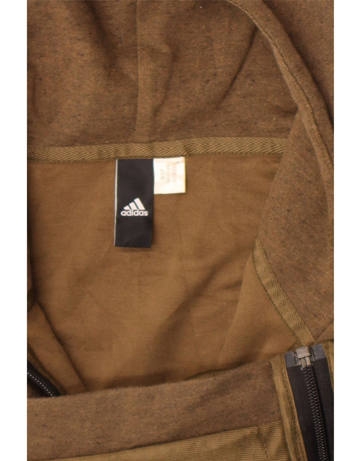 Adidas Męski sweter z kapturem i zamkiem błyskawicznym, duży, brązowy