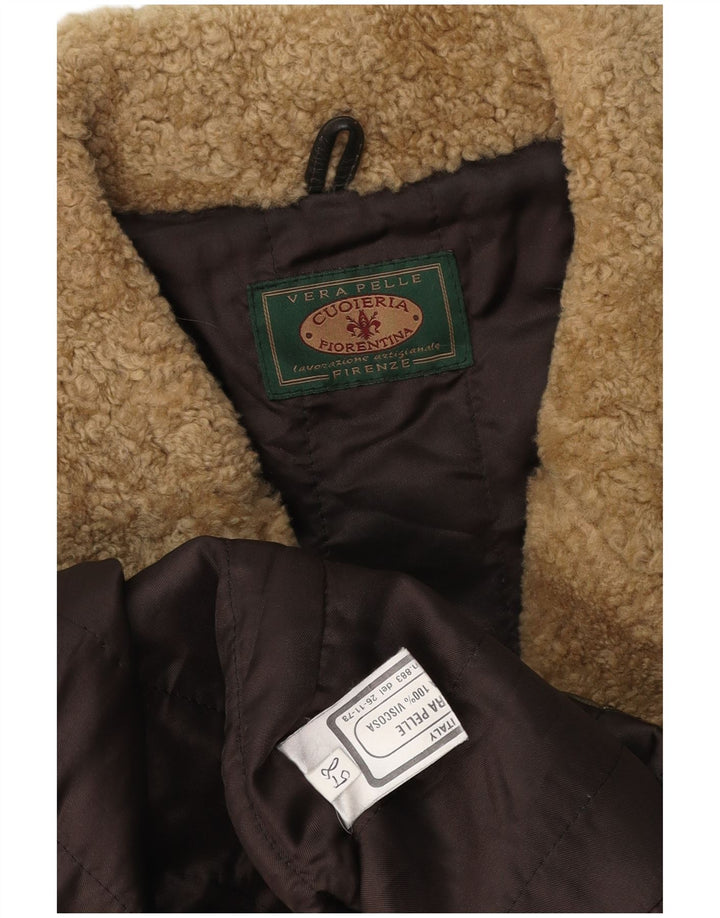 LAVORAZIONE ARTIGIANALE Męska kurtka skórzana UK 40 Duża brązowa skóra