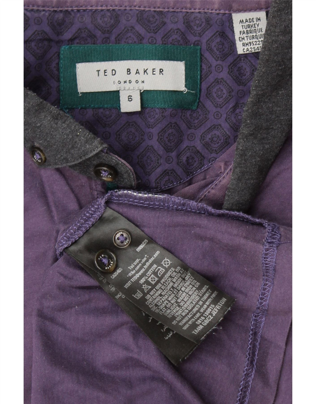 Męska koszulka polo TED BAKER, rozmiar 6 2XL, bawełniana w kolorze fioletowym