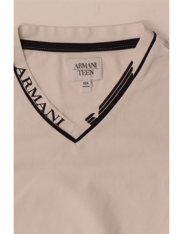 Chłopięcy T-shirt z grafiką Armani, 9-10 lat, biały