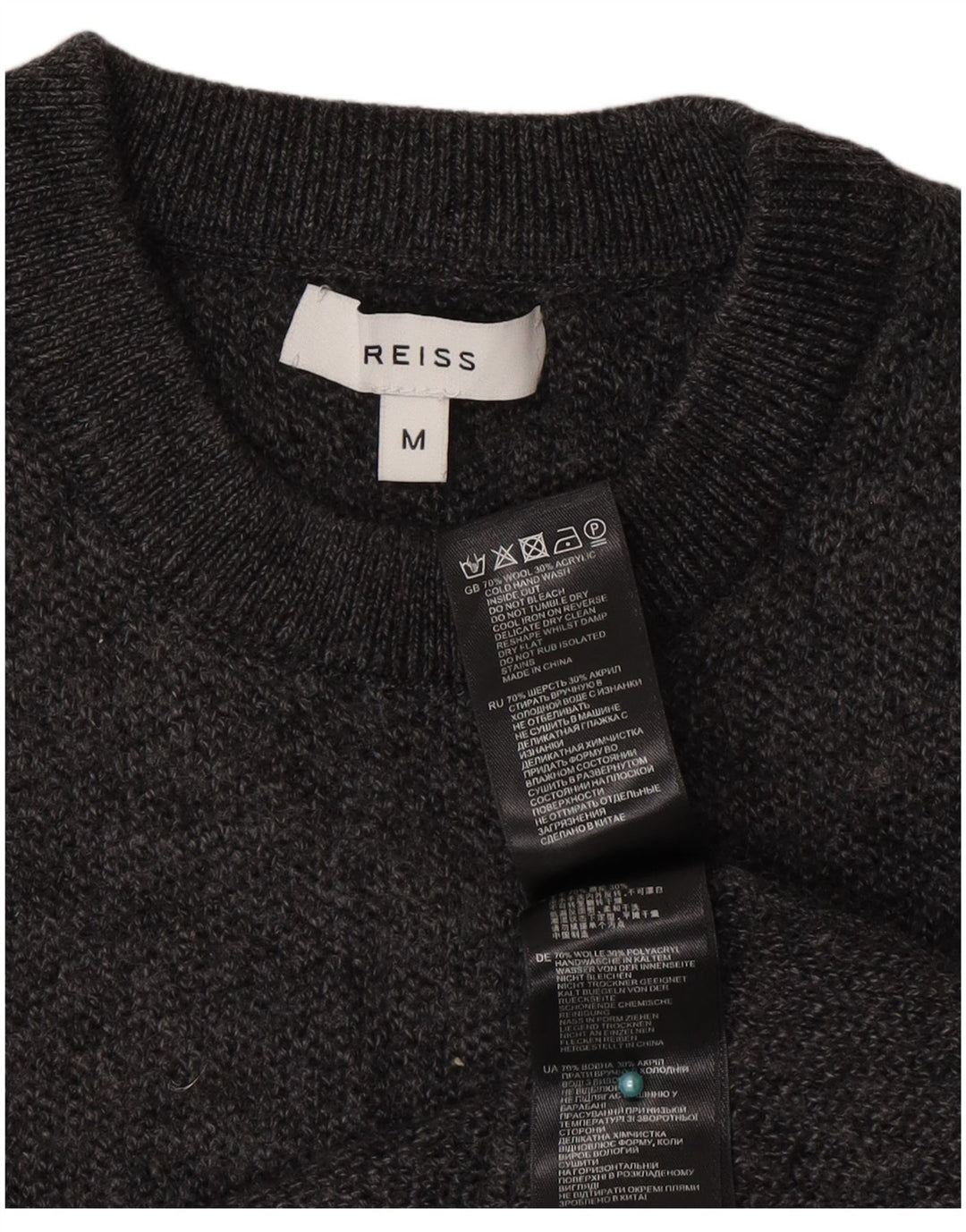 Sweter damski Reiss z okrągłym dekoltem UK 12, średnioszary, wełniany w cętki