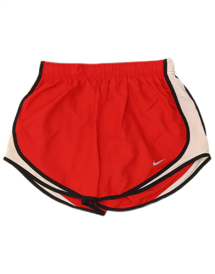 Damskie spodenki sportowe NIKE Dri Fit UK 14, poliester w kolorze średniej czerwieni