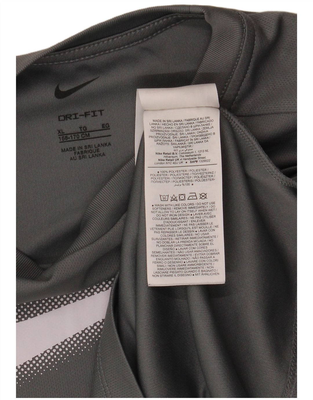 Chłopięcy T-shirt z grafiką NIKE Dri Fit, 13-14 lat, XL, szary, poliester