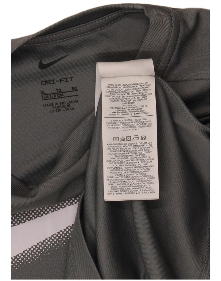 Chłopięcy T-shirt z grafiką NIKE Dri Fit, 13-14 lat, XL, szary, poliester
