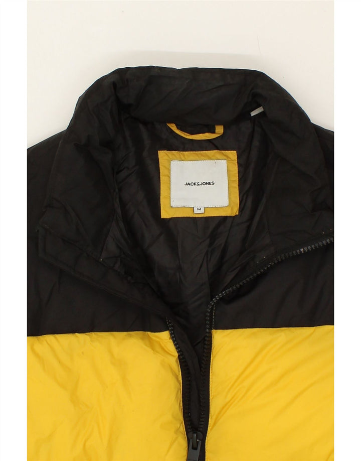 JACK & JONES Womens Padded Jacket UK 14 Medium Yellow Colourblock Vintage Jack & Jones and Second-Hand Jack & Jones from Messina Hembry 