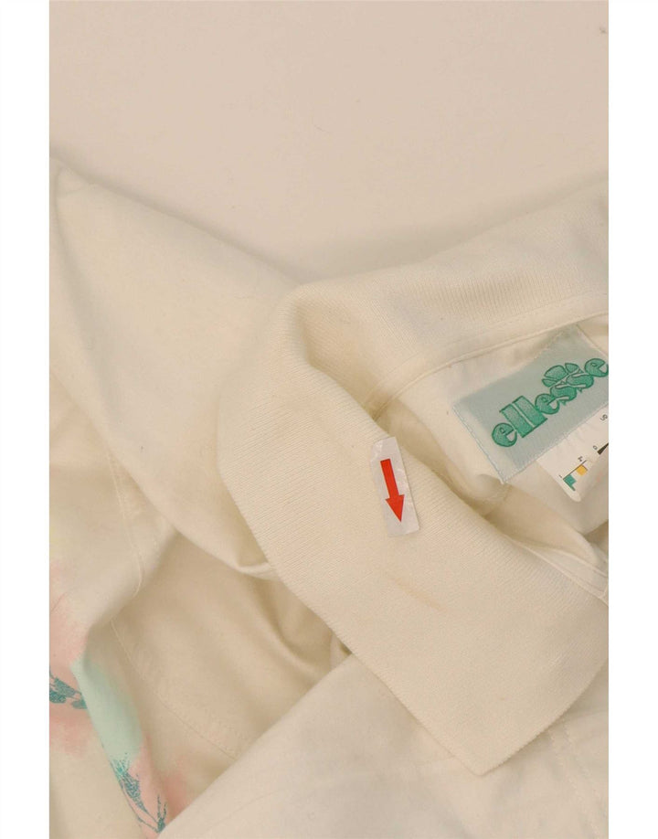 Damska koszulka polo Ellesse IT 44, średnia biała bawełna w kwiaty