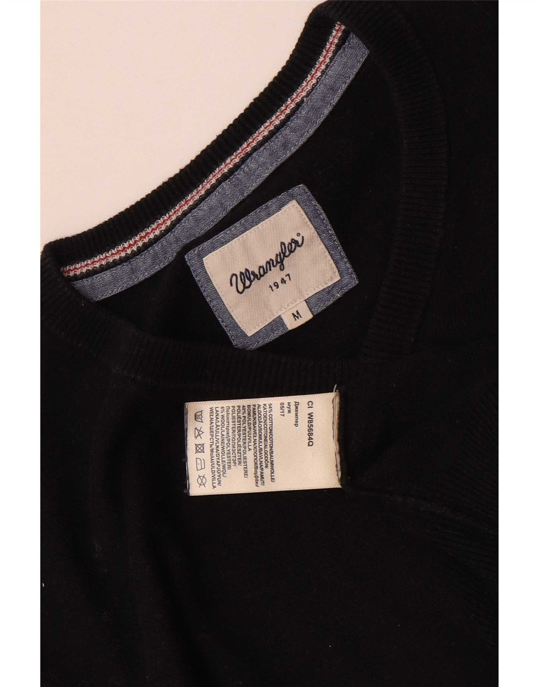 Wrangler Męski sweter z dekoltem w kształcie litery V, średniej wielkości, czarny, bawełniany