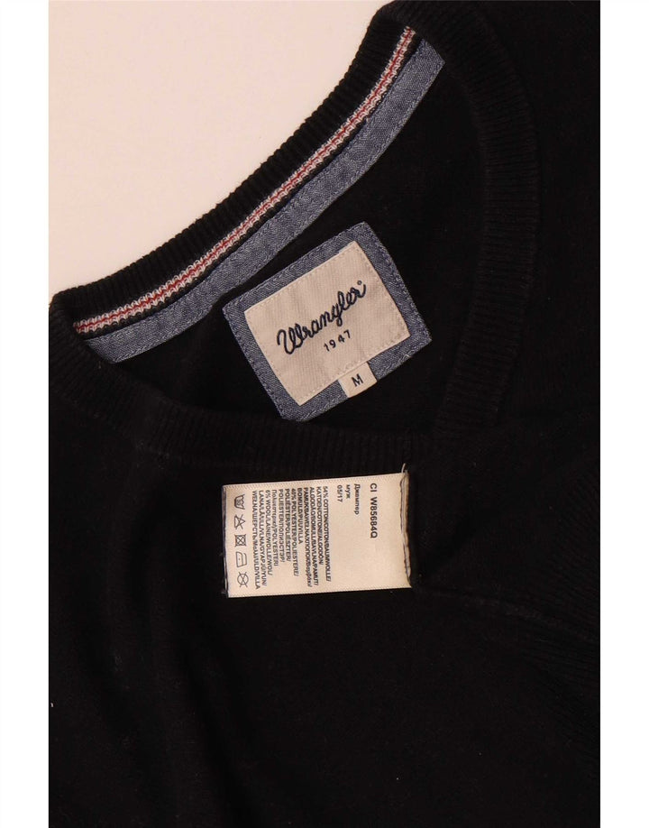 Wrangler Męski sweter z dekoltem w kształcie litery V, średniej wielkości, czarny, bawełniany