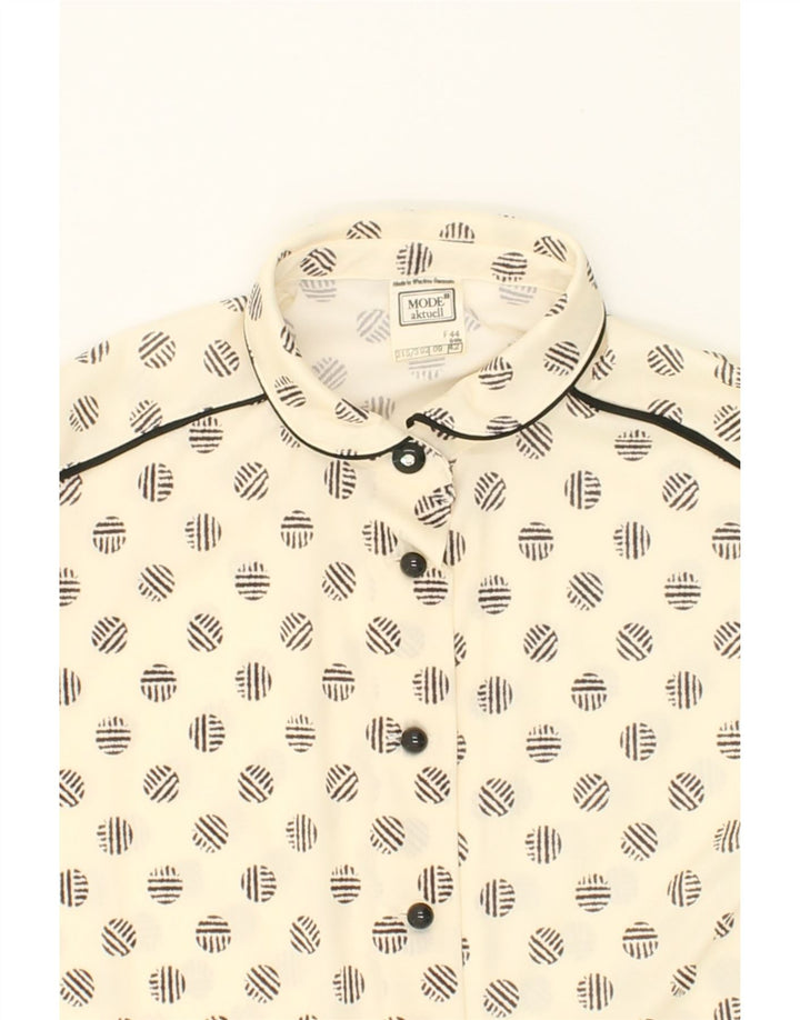 VINTAGE Womens Shirt Blouse IT 44 Medium Beige Spotted Polyester Vintage Vintage and Second-Hand Vintage from Messina Hembry 