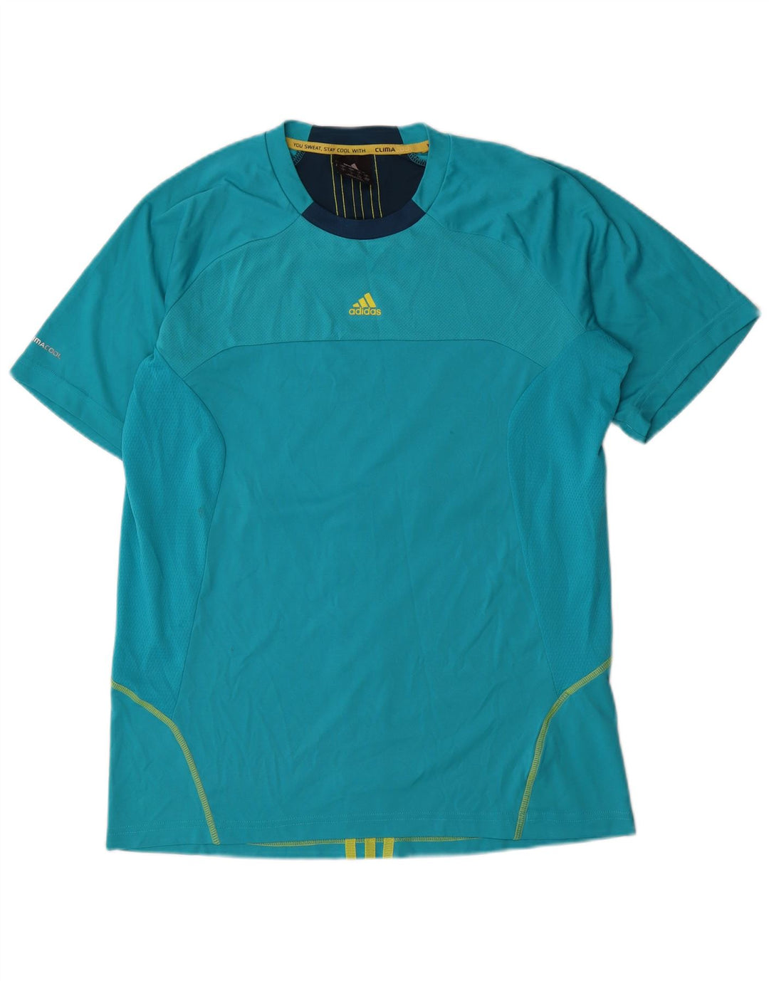 Adidas Męska koszulka Climacool Top, duża, niebieska, poliestrowa z blokami kolorów