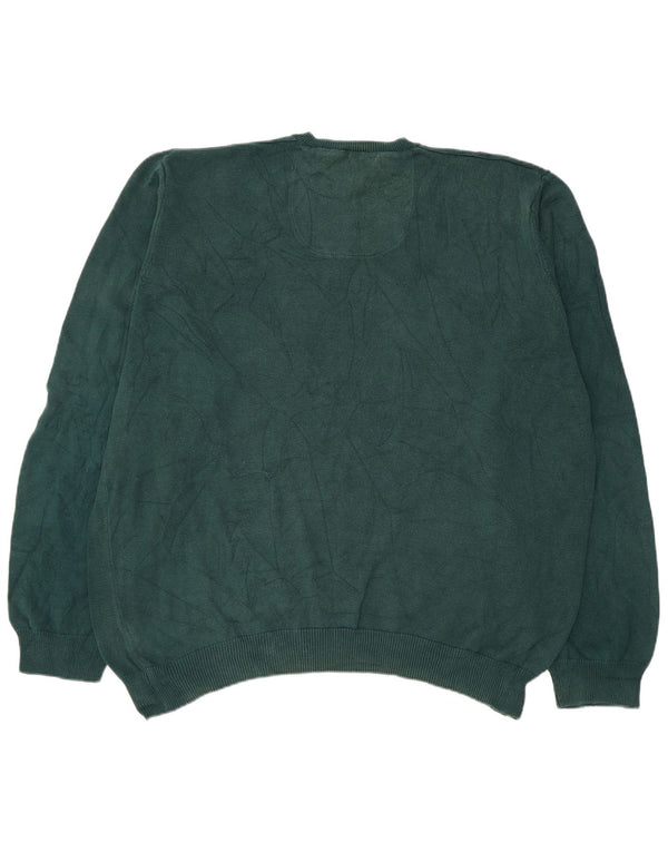 Męski sweter Marks & Spencer o regularnym kroju z dekoltem w kształcie litery V, 2XL, zielony, bawełniany