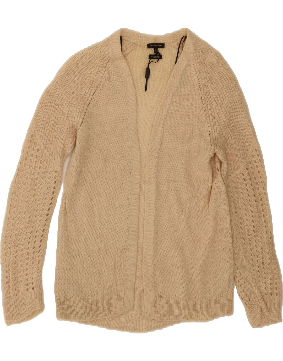 MASSIMO DUTTI Womens Open Cardigan Sweater UK 14 Medium Beige Acrylic Vintage Massimo Dutti and Second-Hand Massimo Dutti from Messina Hembry 