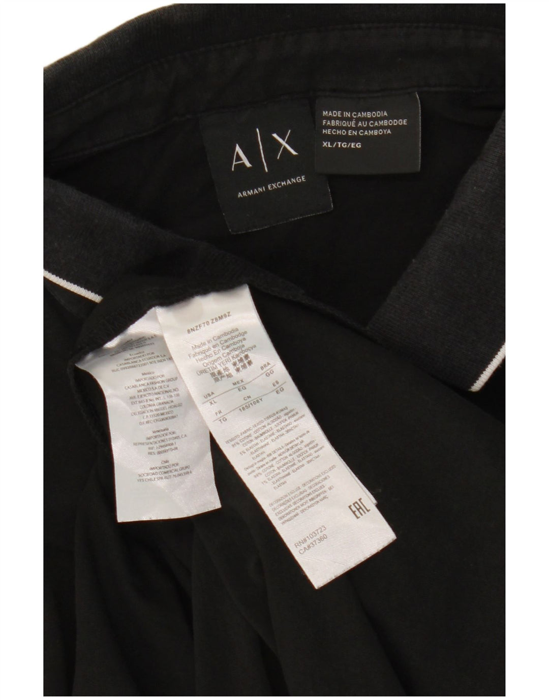 Męska koszulka polo ARMANI EXCHANGE XL, czarna, bawełniana