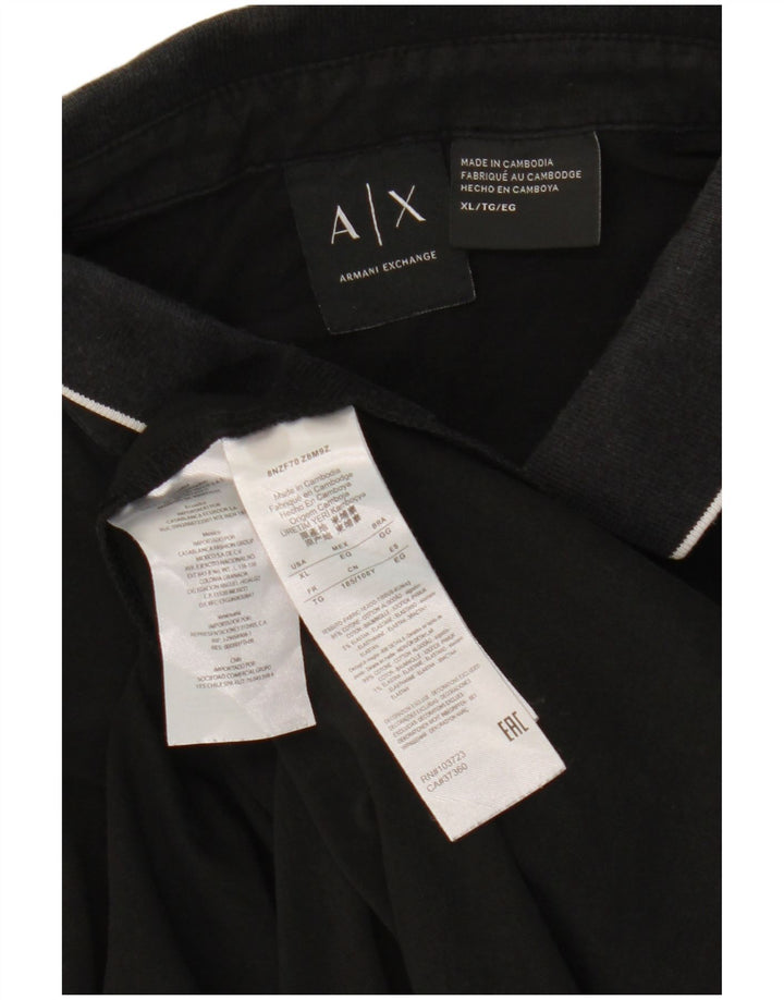 Męska koszulka polo ARMANI EXCHANGE XL, czarna, bawełniana