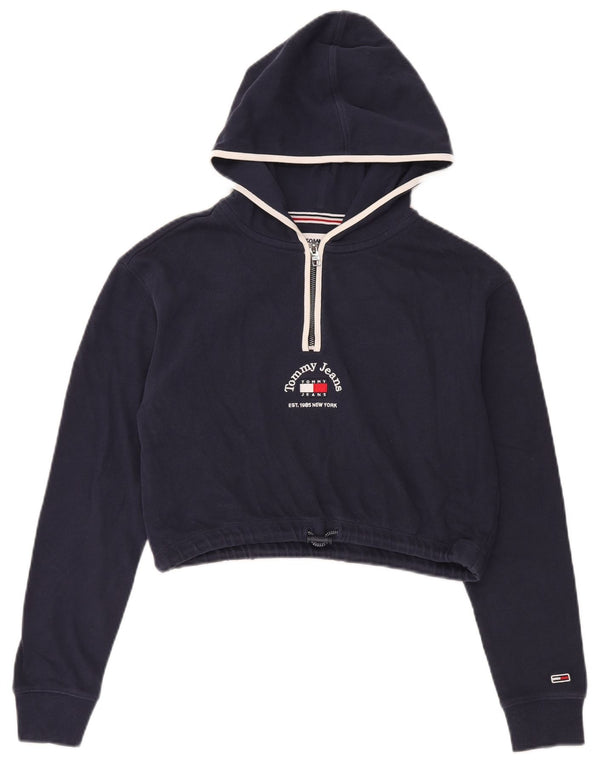 Damska bluza z kapturem Tommy Hilfiger Crop Graphic UK 6 XS Granatowa bawełna