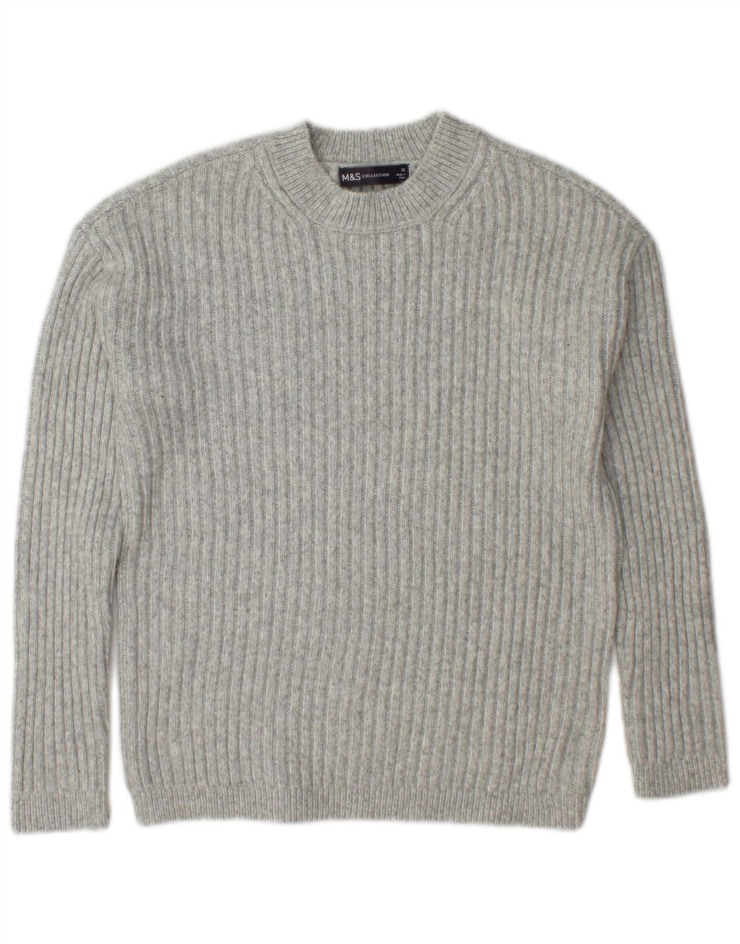 Marks & Spencer Damski sweter z okrągłym dekoltem, UK 6 XS, szary poliester