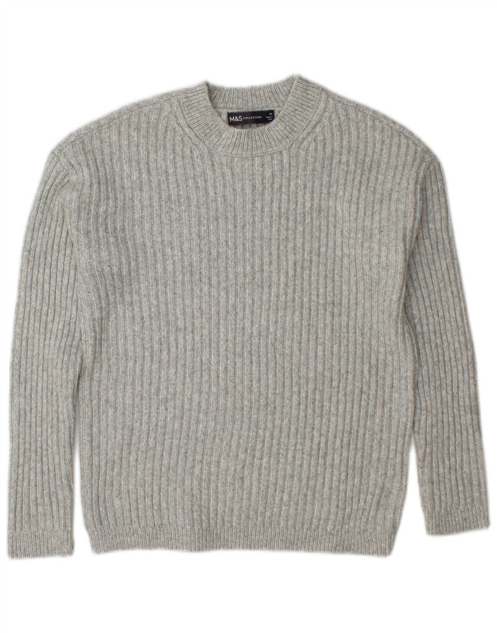 Marks & Spencer Damski sweter z okrągłym dekoltem, UK 6 XS, szary poliester