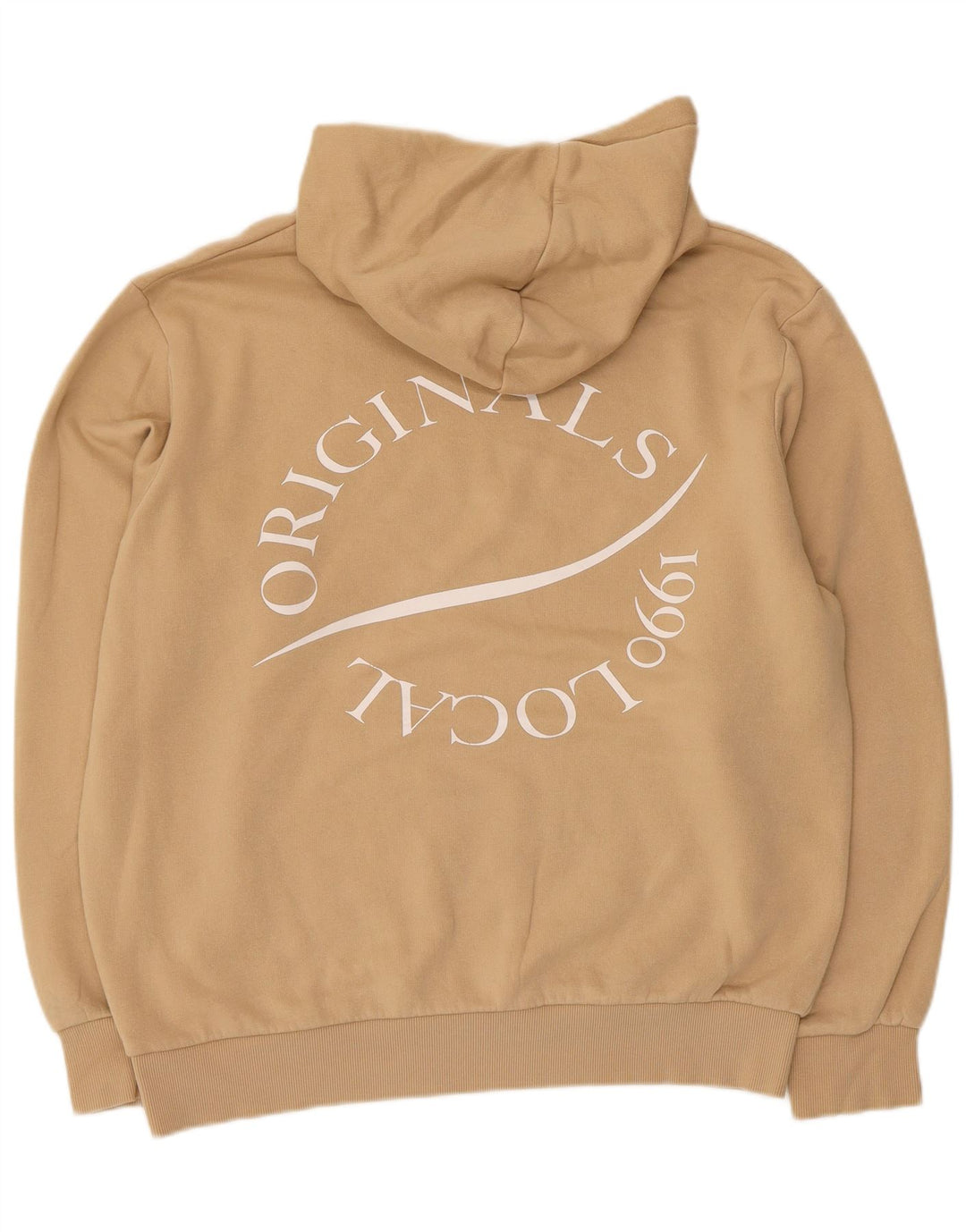Męski sweter z kapturem i grafiką Jack & Jones, średnio beżowy, bawełniany