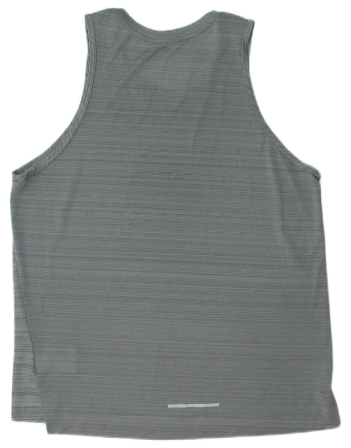 NIKE Womens Dri Fit Vest Top UK 16 Large Grey Pinstripe Polyester