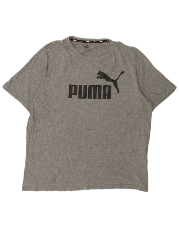 Męski T-shirt Puma z grafiką, 2XL, szara, bawełniana w plamki