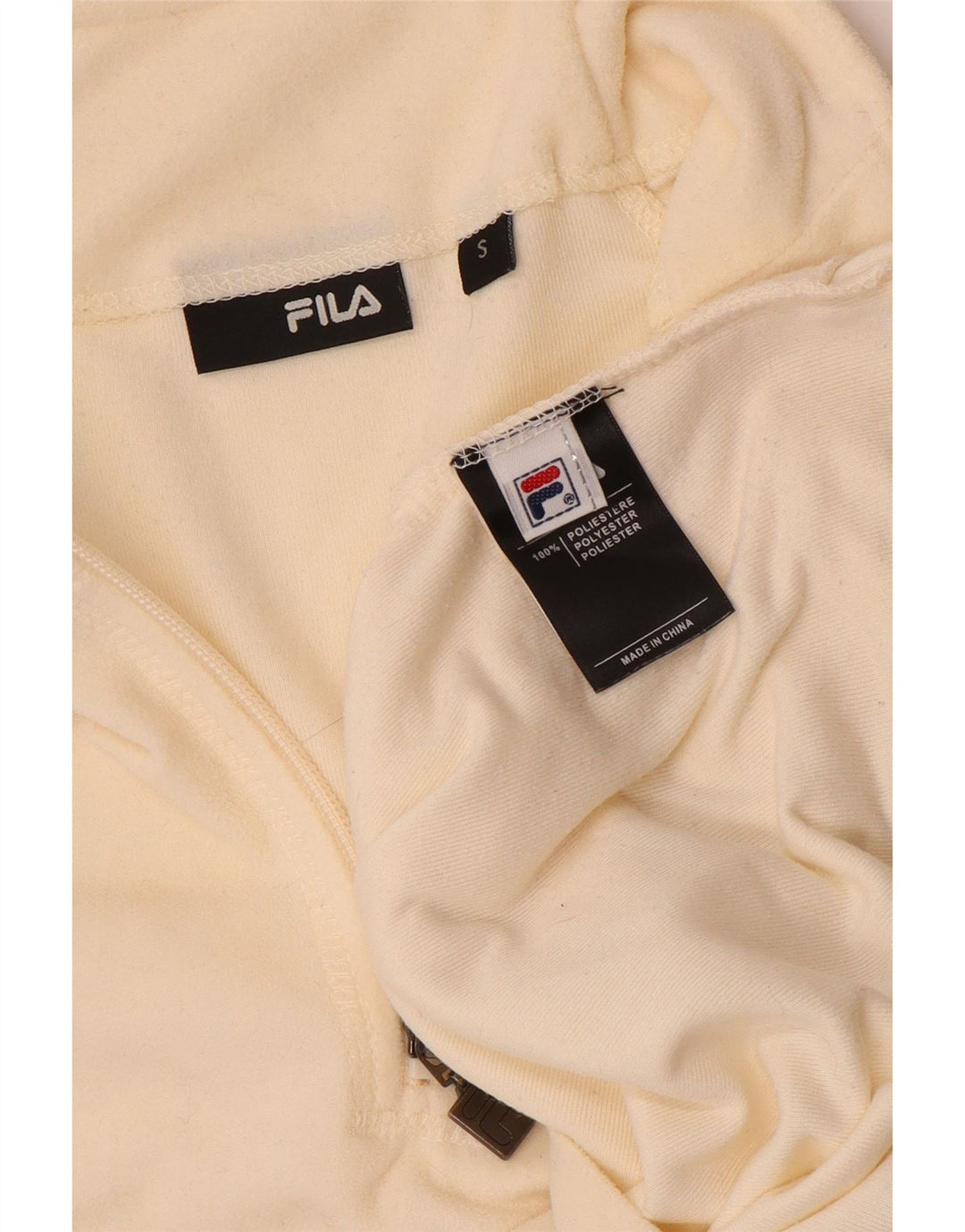 Damski sweter polarowy Fila z zamkiem błyskawicznym UK 10, mały, złamany biały poliester