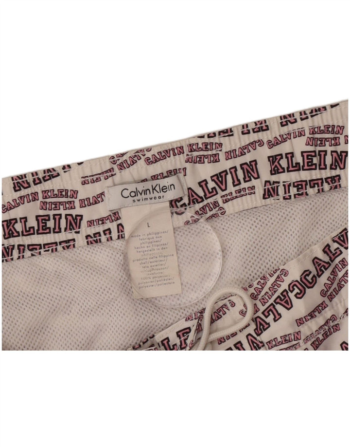 Męskie spodenki kąpielowe Calvin Klein z grafiką, duże, złamanej bieli, poliester