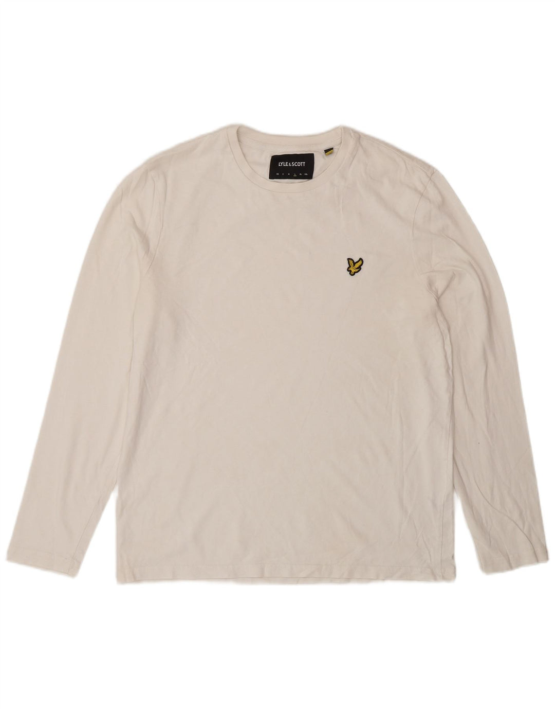 Lyle & Scott Męski top z długim rękawem, duży, biały, bawełniany